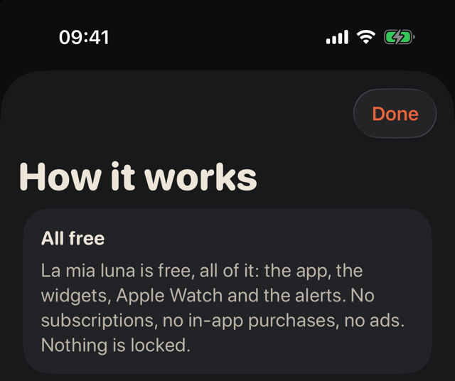 The first card of «How it works» in the app: «All free».
